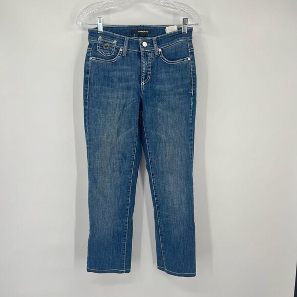 Cambio Jeans Straight Leg Denim Low-Rise Medium Wash Blue Denim Womens Size 4 - Picture 1 of 9